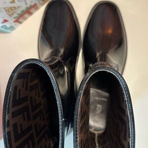 Fendi Black Heeled Rain Boots Like NEW